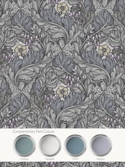 Laurence Llewelyn-Bowen Blue Rambleicious Floral Print A4 Wallpaper Sample - Image 4 of 4