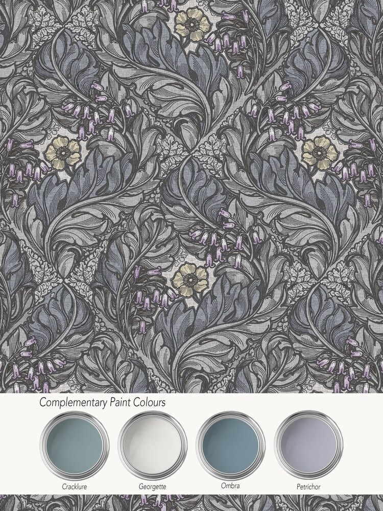 Laurence Llewelyn-Bowen Blue Rambleicious Floral Print A4 Wallpaper Sample - Image 4 of 4 Laurence Llewelyn-Bowen Blue Rambleicious Floral Print A4 Wallpaper Sample - Image 4 of 4