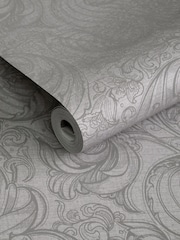 Laurence Llewelyn-Bowen Silver Grey Down The Dilly Floral Print A4 Wallpaper Sample - Image 2 of 4