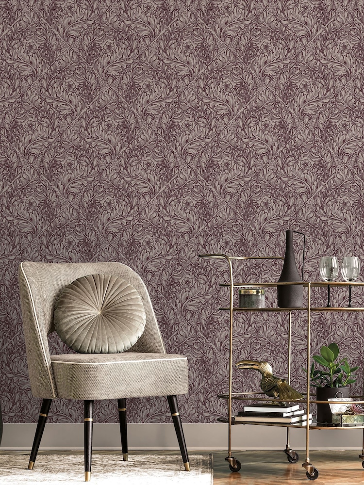 Laurence Llewelyn-Bowen Red Rambleicious Floral Print A4 Wallpaper Sample - Image 1 of 4