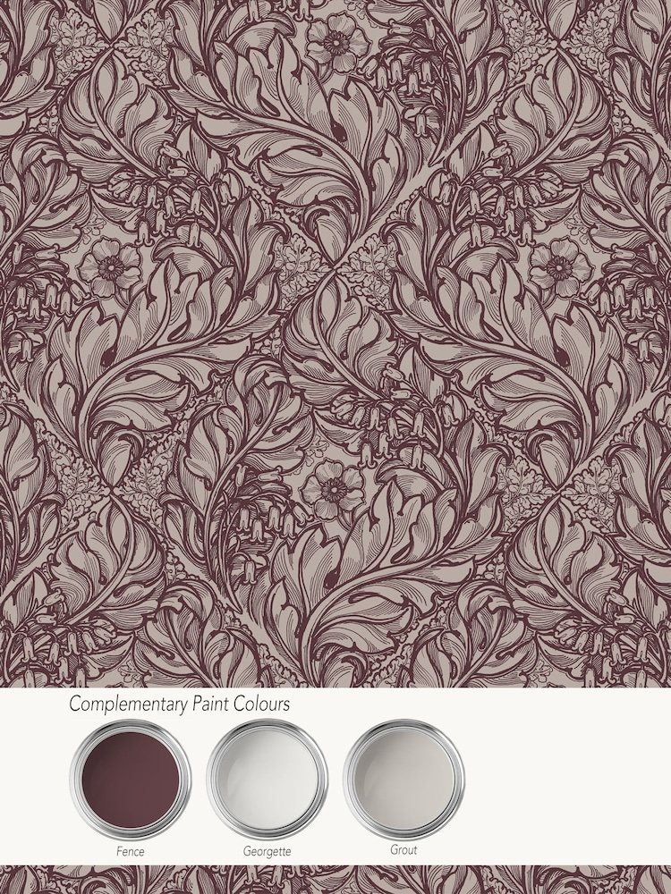 Laurence Llewelyn-Bowen Red Rambleicious Floral Print A4 Wallpaper Sample - Image 2 of 4