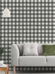 Galerie Silver Grey French Country Plaid A4 Wallpaper Sample - Image 1 of 2