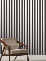 Style Sisters Black Thin Stripe A4 Wallpaper Sample - Image 1 of 3