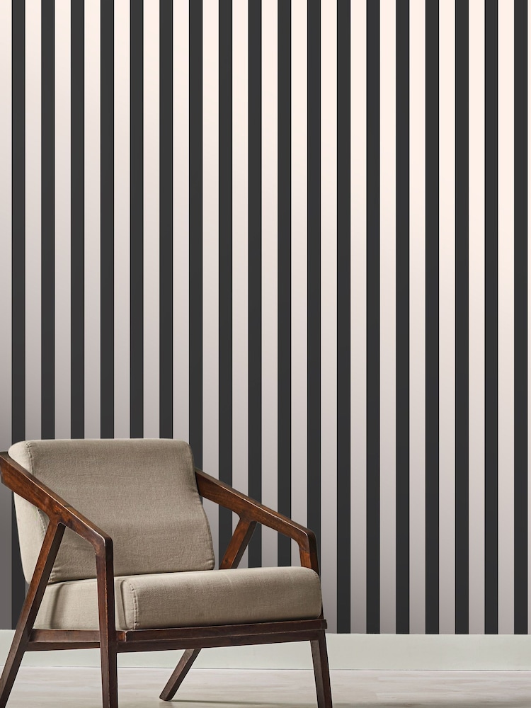 Style Sisters Black Thin Stripe A4 Wallpaper Sample - Image 1 of 3