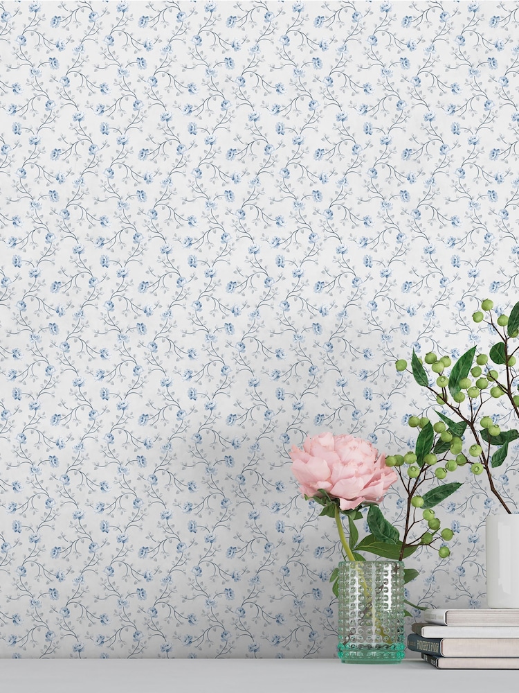 Galerie Blue Spring Blossom Floral A4 Wallpaper Sample - Image 1 of 2 Galerie Blue Spring Blossom Floral A4 Wallpaper Sample - Image 1 of 2