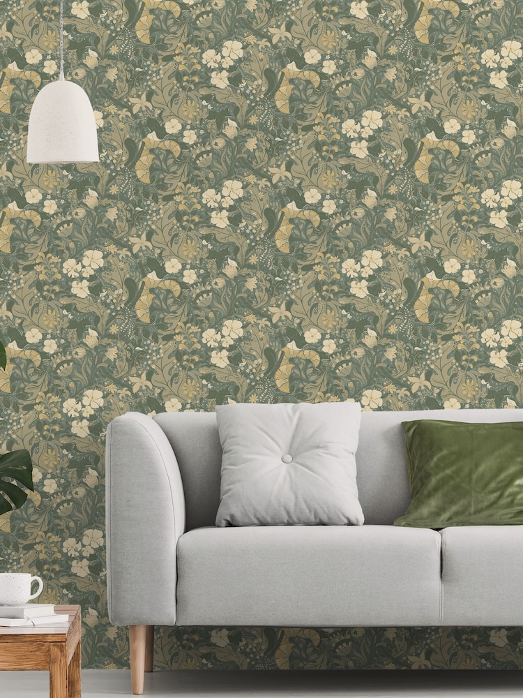 Galerie Green Sommarang 2 Floral Print A4 Wallpaper Sample - Image 1 of 2