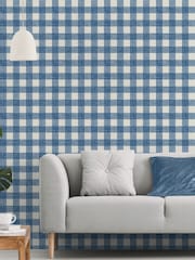 Galerie Blue French Country Plaid A4 Wallpaper Sample - Image 1 of 2