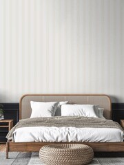 Style Sisters White Flock Stripe A4 Wallpaper Sample - Image 1 of 4