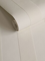 Style Sisters White Flock Stripe A4 Wallpaper Sample - Image 3 of 4
