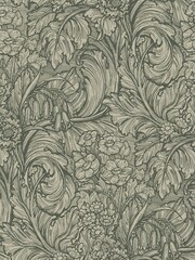 Laurence Llewelyn-Bowen Green Hedgerovia Floral Print A4 Wallpaper Sample - Image 2 of 4
