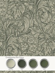 Laurence Llewelyn-Bowen Green Hedgerovia Floral Print A4 Wallpaper Sample - Image 4 of 4