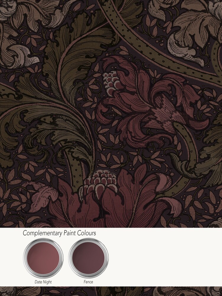 Laurence Llewelyn-Bowen Red Morris Major Floral A4 Wallpaper Sample - Image 2 of 4