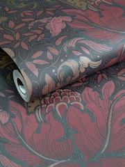 Laurence Llewelyn-Bowen Red Morris Major Floral A4 Wallpaper Sample - Image 4 of 4