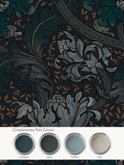 Laurence Llewelyn-Bowen Blue Morris Major Floral Print A4 Wallpaper Sample - Image 4 of 4