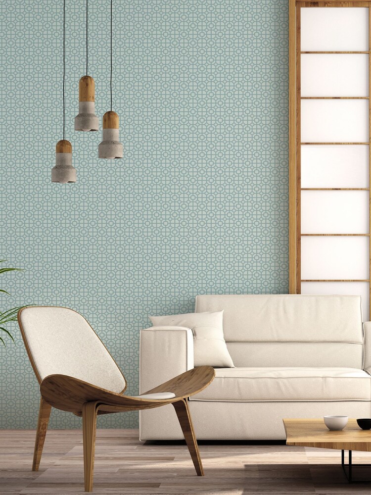 Galerie Blue Spring Blossom Lattice A4 Wallpaper Sample - Image 1 of 2