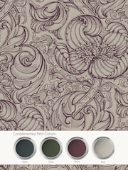 Laurence Llewelyn-Bowen Red Down The Dilly Floral Print A4 Wallpaper Sample - Image 2 of 4