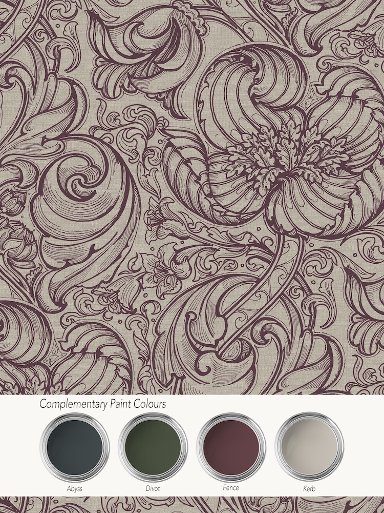 Laurence Llewelyn-Bowen Red Down The Dilly Floral Print A4 Wallpaper Sample - Image 2 of 4 Laurence Llewelyn-Bowen Red Down The Dilly Floral Print A4 Wallpaper Sample - Image 2 of 4