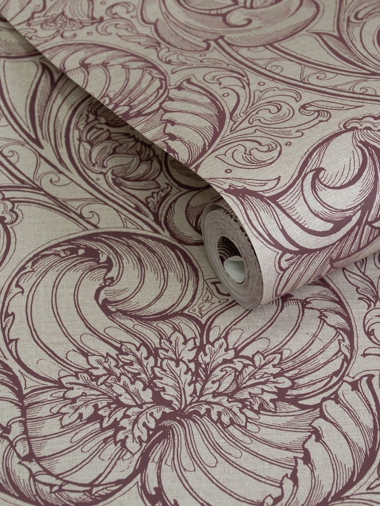 Laurence Llewelyn-Bowen Red Down The Dilly Floral Print A4 Wallpaper Sample - Image 4 of 4