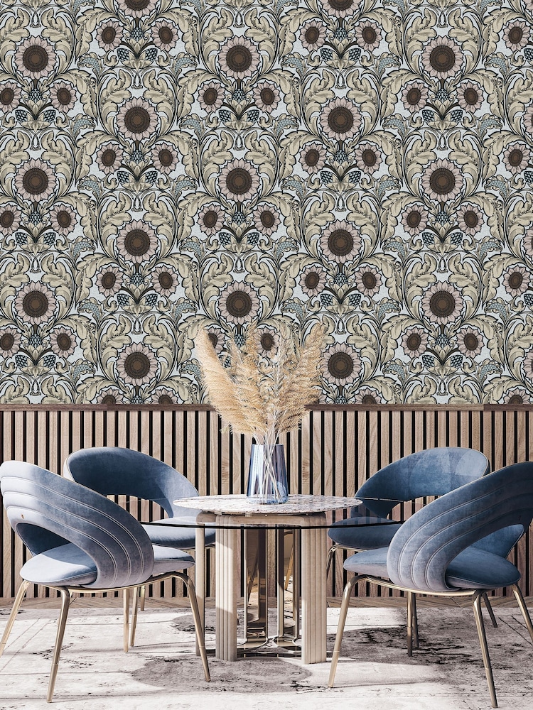 Laurence Llewelyn-Bowen Pink Sunnyside Up Floral Print A4 Wallpaper Sample - Image 1 of 4 Laurence Llewelyn-Bowen Pink Sunnyside Up Floral Print A4 Wallpaper Sample - Image 1 of 4