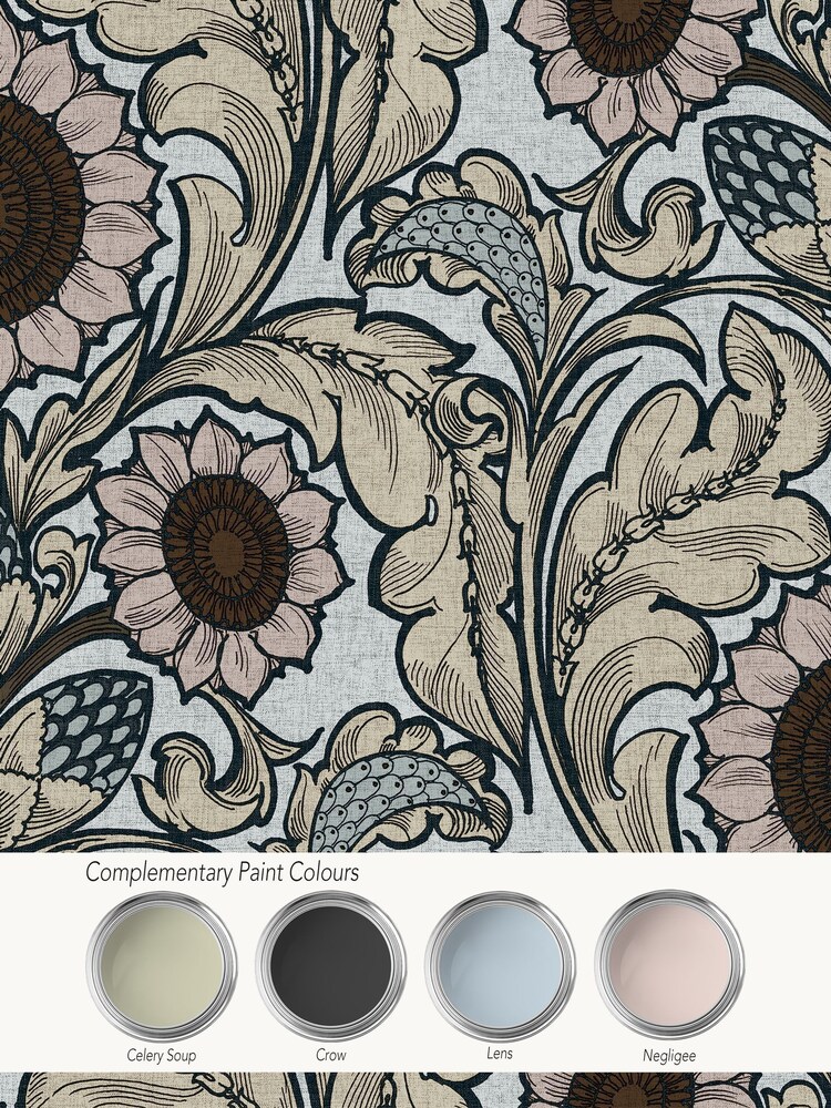 Laurence Llewelyn-Bowen Pink Sunnyside Up Floral Print A4 Wallpaper Sample - Image 4 of 4 Laurence Llewelyn-Bowen Pink Sunnyside Up Floral Print A4 Wallpaper Sample - Image 4 of 4