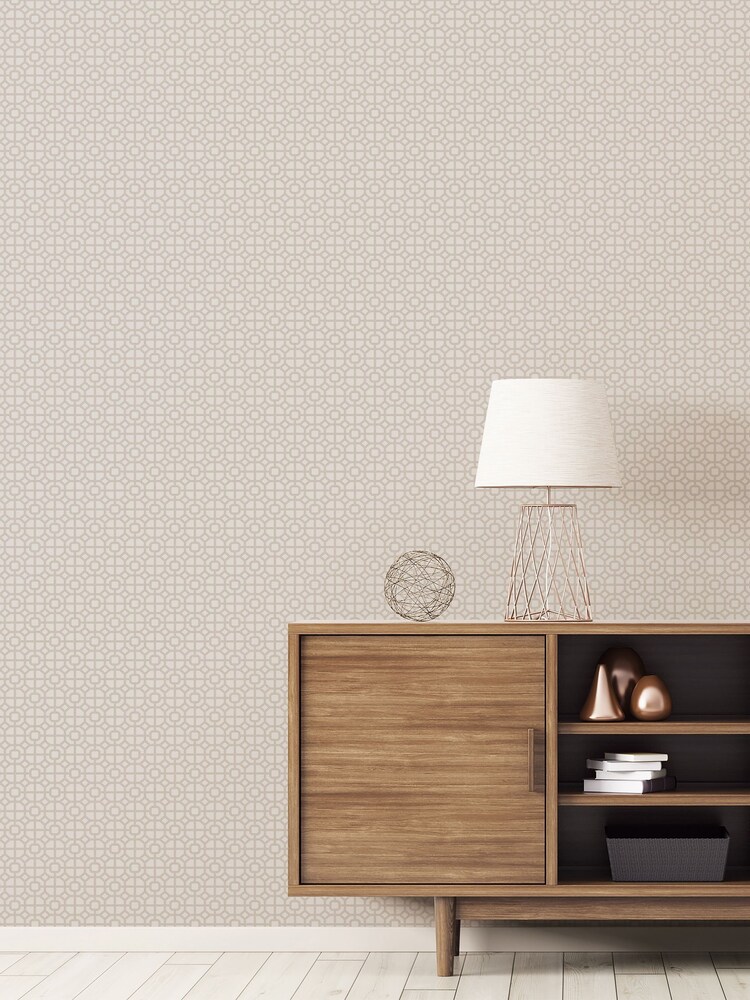 Galerie Bronze Brown Spring Blossom Lattice A4 Wallpaper Sample - Image 1 of 2