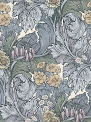Laurence Llewelyn-Bowen Blue Hedgerovia Floral Print A4 Wallpaper Sample - Image 2 of 4