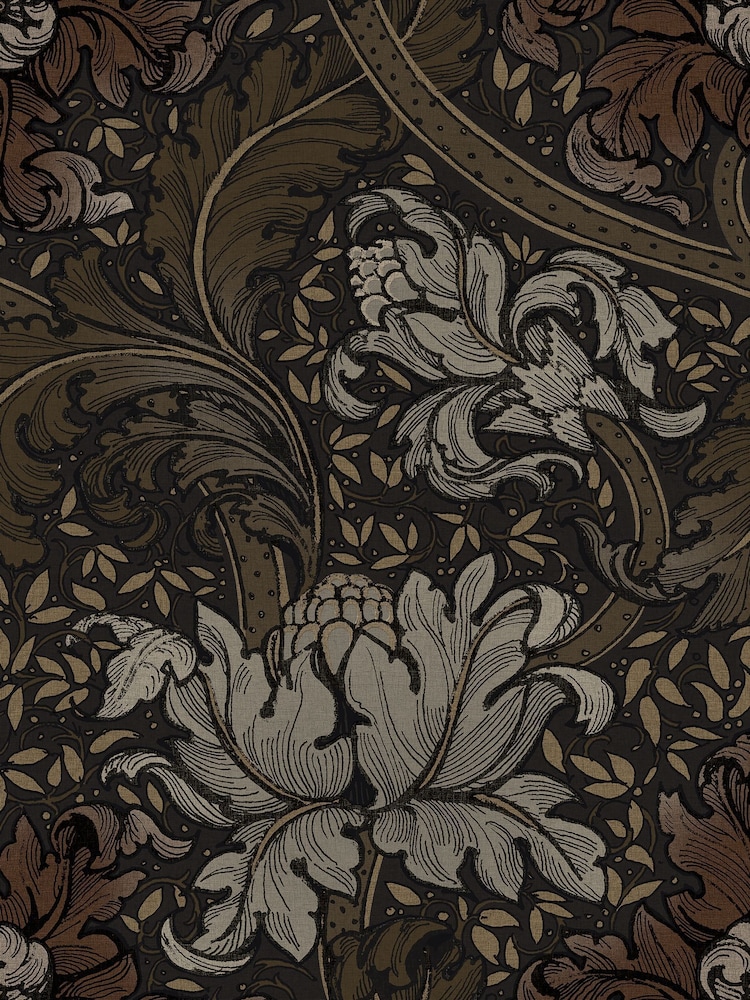 Laurence Llewelyn-Bowen Bronze Brown Morris Major Floral Print A4 Wallpaper Sample - Image 2 of 4