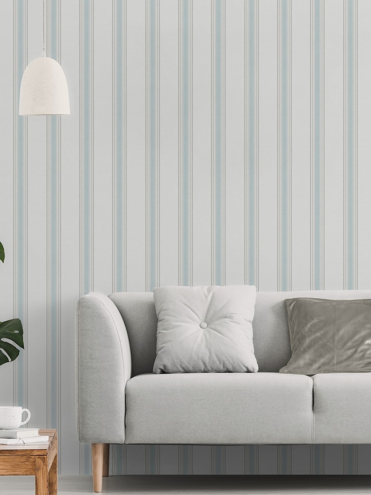 Galerie Blue Spring Blossom Stripe A4 Wallpaper Sample - Image 1 of 2