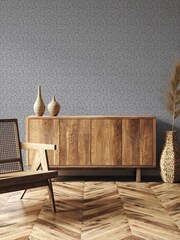 Laurence Llewelyn-Bowen Silver Grey Tit Willow Tree Leaf A4 Wallpaper Sample - Image 1 of 4