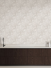 Laurence Llewelyn-Bowen Beige Hedgerovia Floral Print A4 Wallpaper Sample - Image 1 of 4