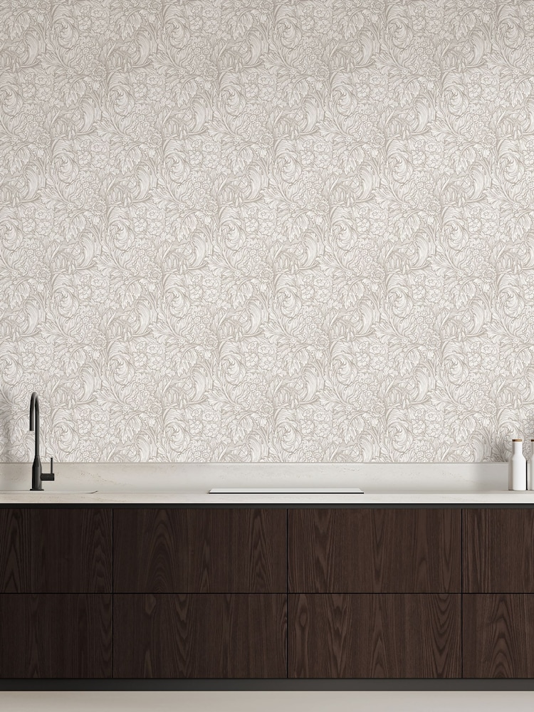 Laurence Llewelyn-Bowen Beige Hedgerovia Floral Print A4 Wallpaper Sample - Image 1 of 4
