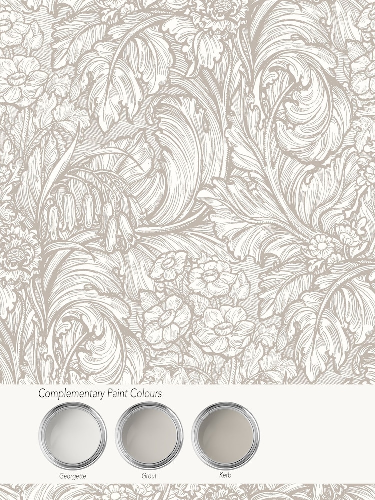 Laurence Llewelyn-Bowen Beige Hedgerovia Floral Print A4 Wallpaper Sample - Image 4 of 4