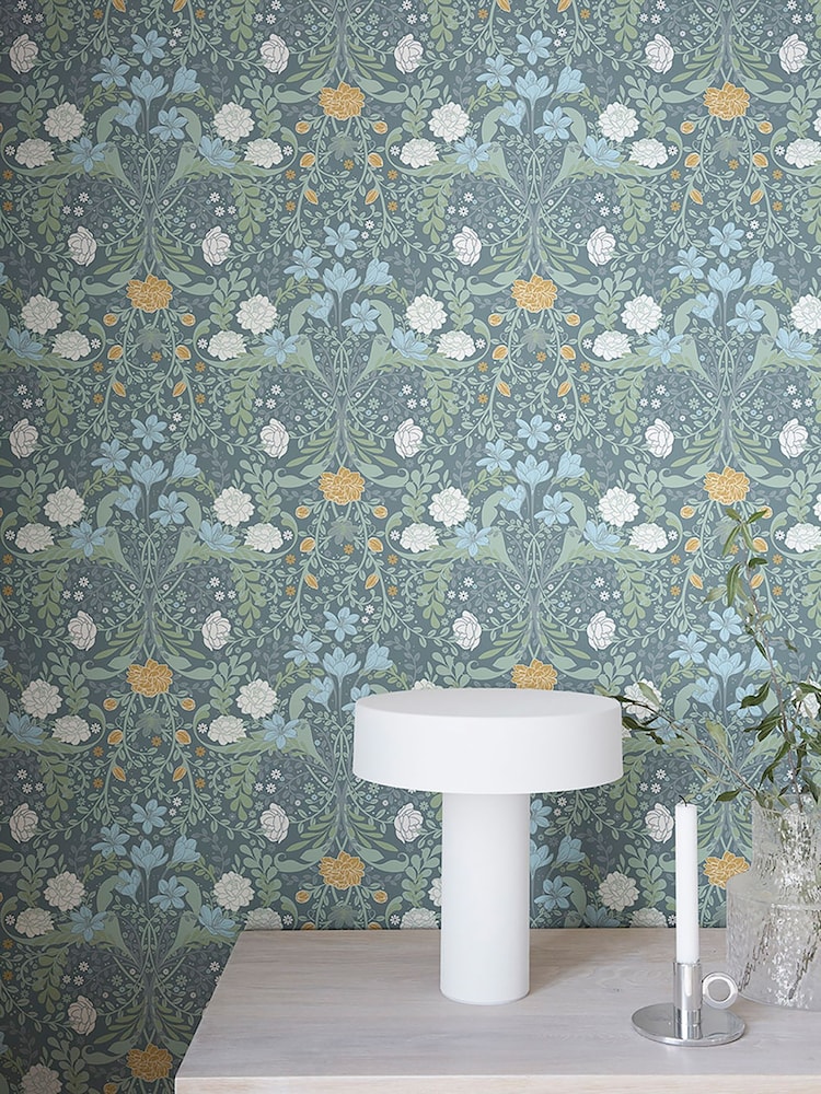 Galerie Blue Sommarang 2 Floral Print A4 Wallpaper Sample - Image 1 of 2