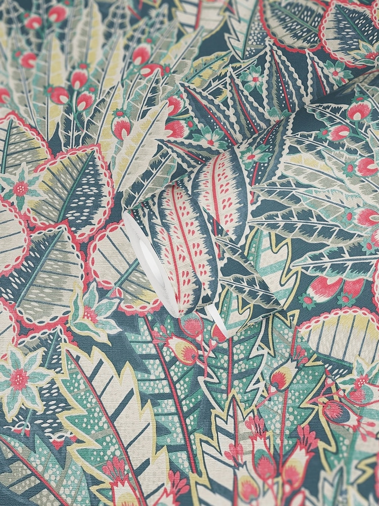 Galerie Green Welcome Home Floral Print A4 Wallpaper Sample - Image 5 of 5