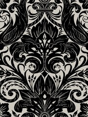 Laurence Llewelyn-Bowen Black Damask Sauvage Flock A4 Wallpaper Sample - Image 2 of 5