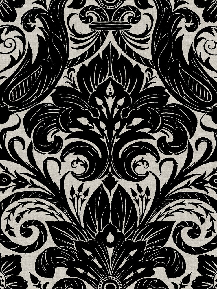 Laurence Llewelyn-Bowen Black Damask Sauvage Flock A4 Wallpaper Sample - Image 2 of 5