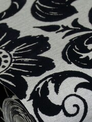 Laurence Llewelyn-Bowen Black Damask Sauvage Flock A4 Wallpaper Sample - Image 4 of 5