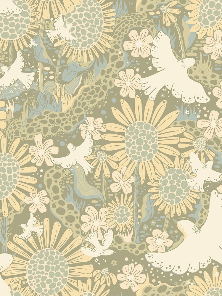 Galerie Green Sommarang 2 Floral Print A4 Wallpaper Sample - Image 2 of 2 Galerie Green Sommarang 2 Floral Print A4 Wallpaper Sample - Image 2 of 2