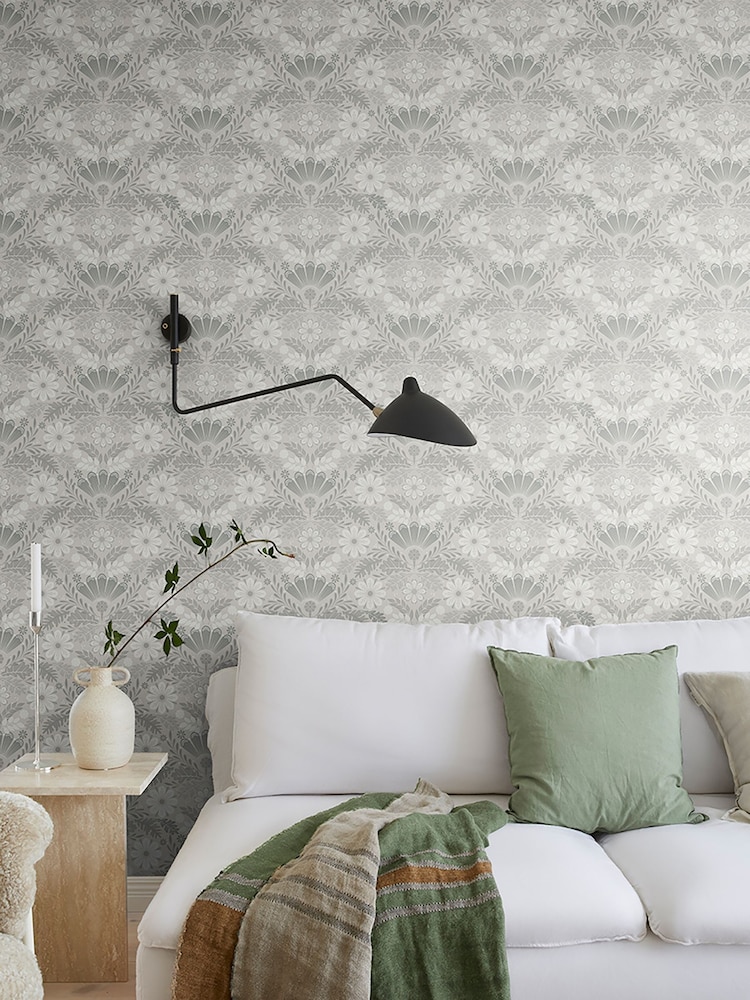 Galerie Grey Sommarang 2 Floral Print A4 Wallpaper Sample - Image 1 of 3 Galerie Grey Sommarang 2 Floral Print A4 Wallpaper Sample - Image 1 of 3