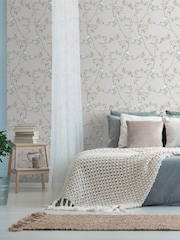 Galerie White Spring Blossom Chinoiserie A4 Wallpaper Sample - Image 1 of 2