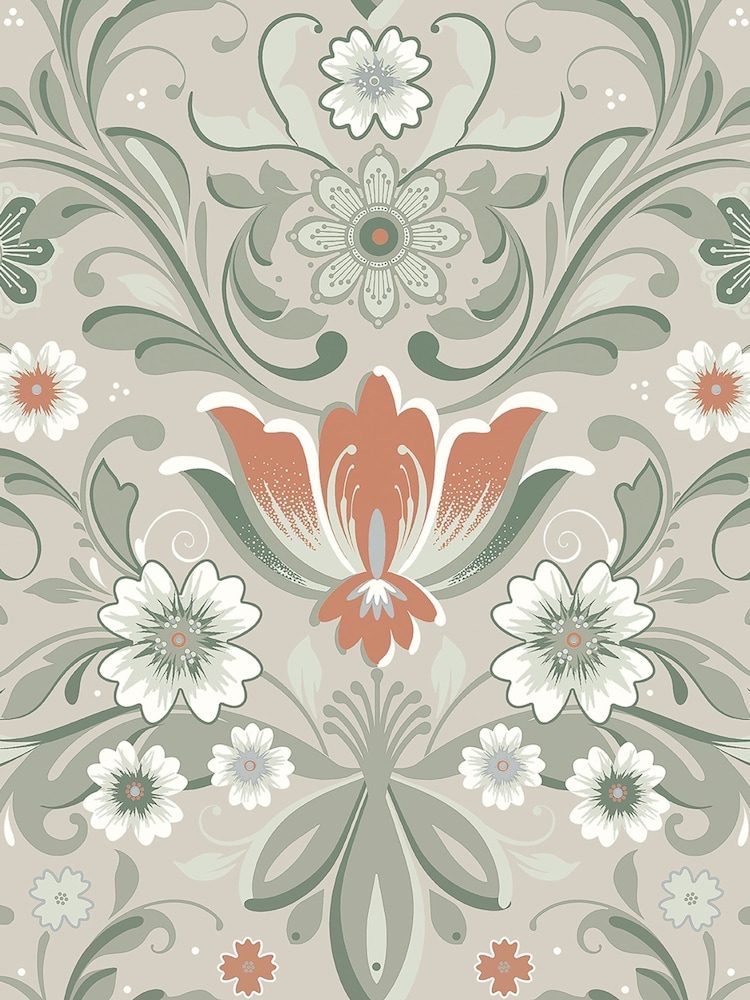 Galerie Green Sommarang 2 Floral Print A4 Wallpaper Sample - Image 2 of 2