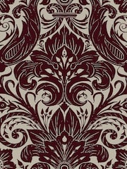 Laurence Llewelyn-Bowen Red Damask Sauvage Flock A4 Wallpaper Sample - Image 2 of 5