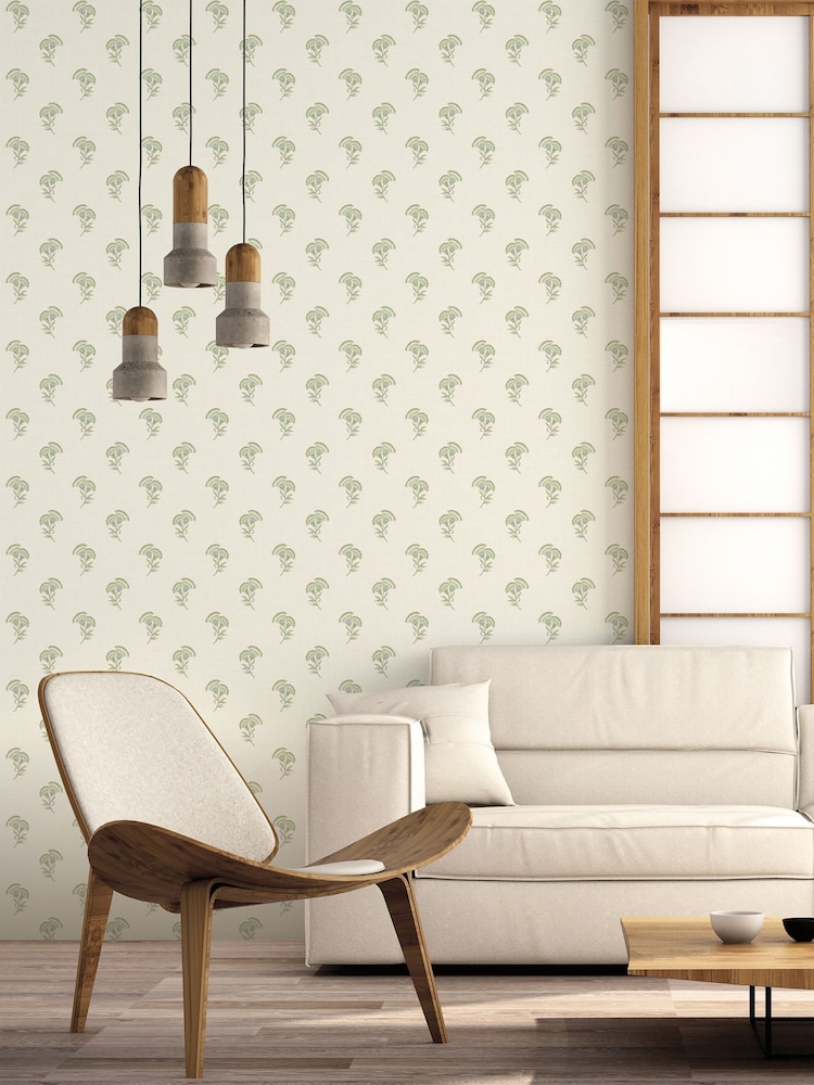 Galerie Green French Country Floral Print A4 Wallpaper Sample - Image 1 of 2