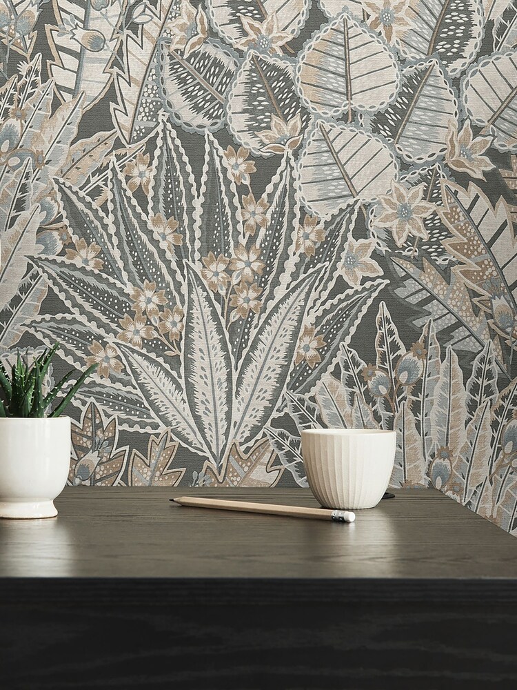 Galerie Bronze Brown Welcome Home Floral Print A4 Wallpaper Sample - Image 2 of 4