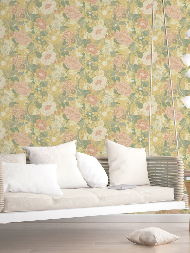 Galerie Pink Sommarang 2 Floral A4 Wallpaper Sample - Image 1 of 2