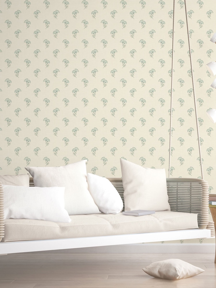 Galerie Green French Country Floral Print A4 Wallpaper Sample - Image 1 of 2