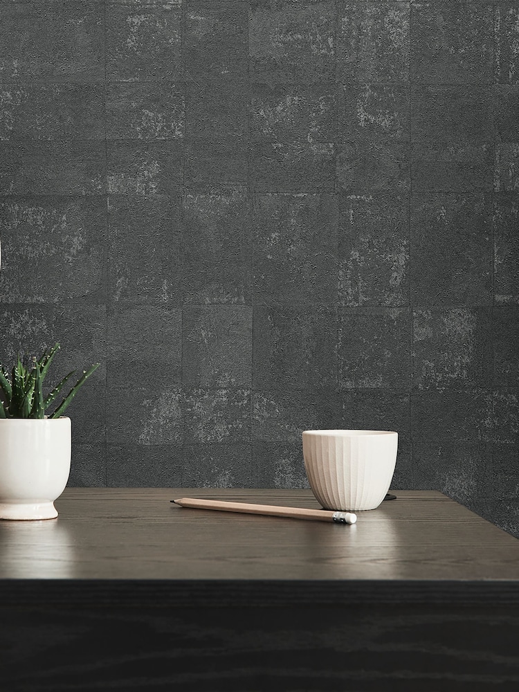 Galerie Black Welcome Home Tile A4 Wallpaper Sample - Image 1 of 5