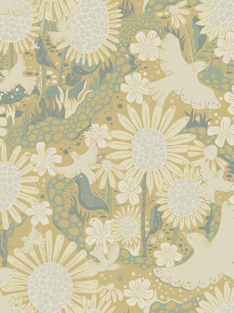 Galerie Yellow Sommarang 2 Floral A4 Wallpaper Sample - Image 2 of 2