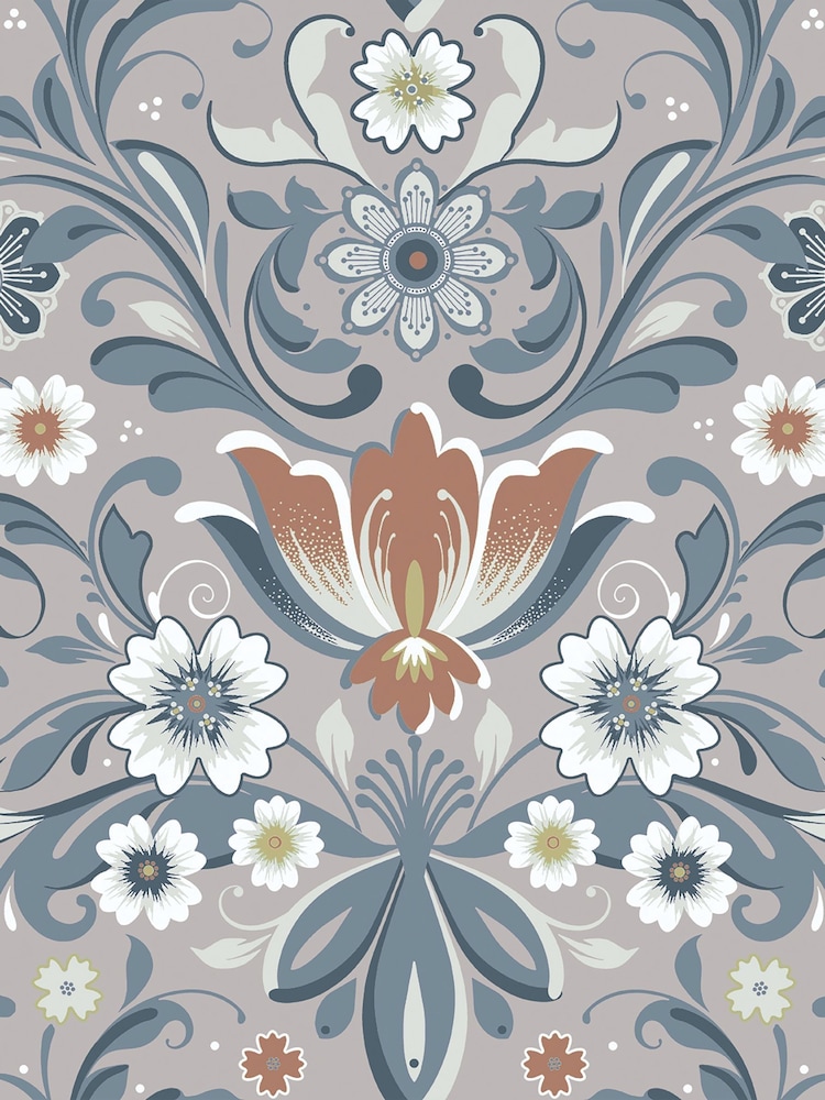 Galerie Blue Sommarang 2 Floral Print A4 Wallpaper Sample - Image 2 of 2
