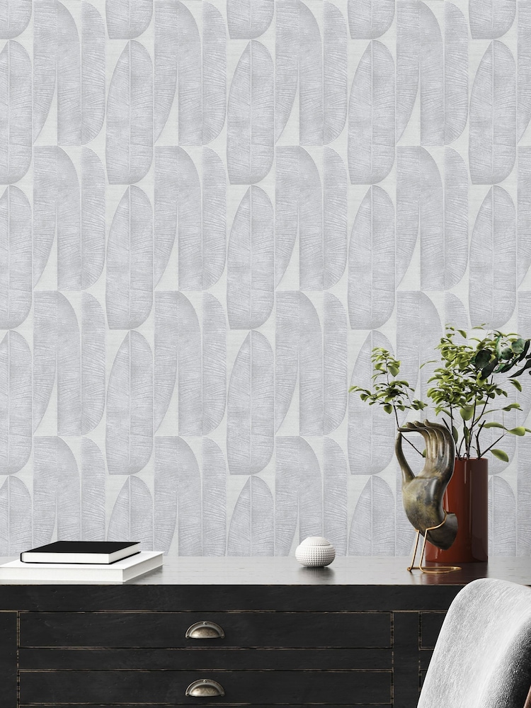 Galerie Silver Grey Welcome Home Tree Leaf A4 Wallpaper Sample - Image 4 of 4
